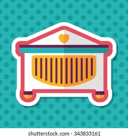baby cradle bed flat icon with long shadow,eps10