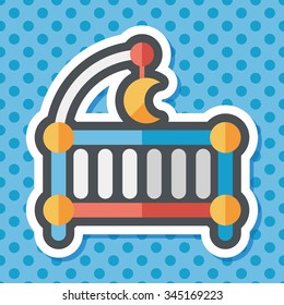 baby cradle bed flat icon with long shadow,eps10