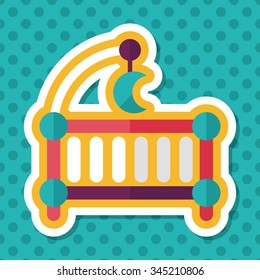 baby cradle bed flat icon with long shadow,eps10