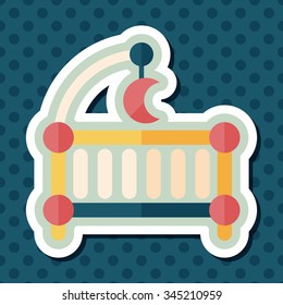 baby cradle bed flat icon with long shadow,eps10