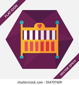 baby cradle bed flat icon with long shadow,eps10