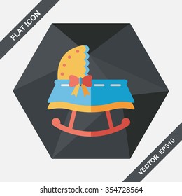 baby cradle bed flat icon with long shadow,eps10