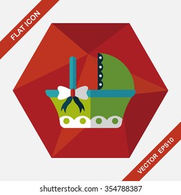 baby cradle bed flat icon with long shadow,eps10