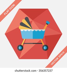 baby cradle bed flat icon with long shadow,eps10