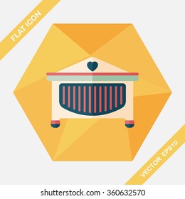 baby cradle bed flat icon with long shadow,eps10