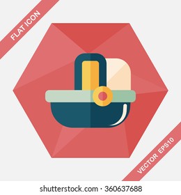 baby cradle bed flat icon with long shadow,eps10