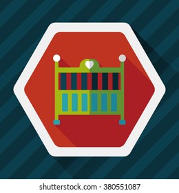 baby cradle bed flat icon with long shadow,eps10