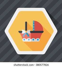 baby cradle bed flat icon with long shadow,eps10