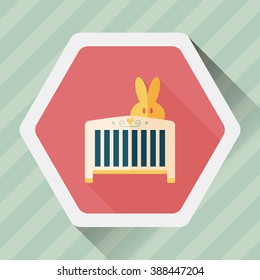 baby cradle bed flat icon with long shadow,eps10