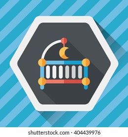 baby cradle bed flat icon with long shadow,eps10