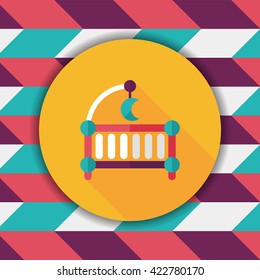 baby cradle bed flat icon with long shadow,eps10