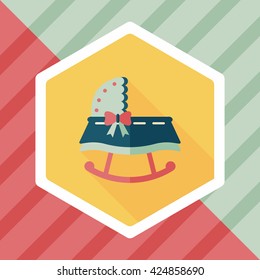 baby cradle bed flat icon with long shadow,eps10