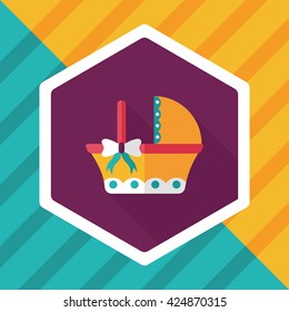 baby cradle bed flat icon with long shadow,eps10