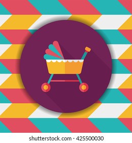 baby cradle bed flat icon with long shadow,eps10