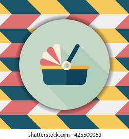 baby cradle bed flat icon with long shadow,eps10