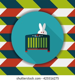 baby cradle bed flat icon with long shadow,eps10