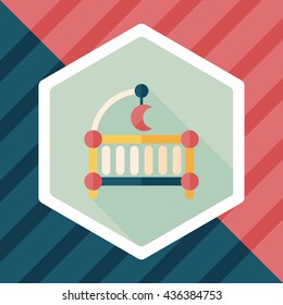 baby cradle bed flat icon with long shadow,eps10