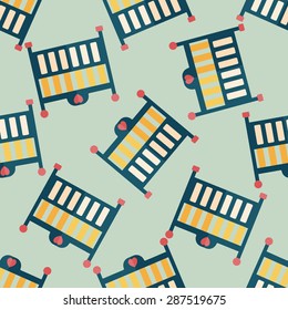 baby cradle bed flat icon,eps10 seamless pattern background