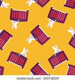 baby cradle bed flat icon,eps10 seamless pattern background