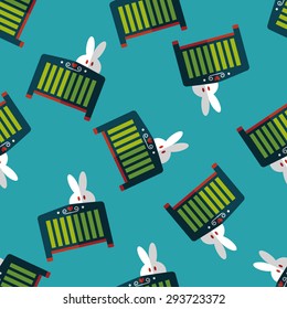 baby cradle bed flat icon,eps10 seamless pattern background