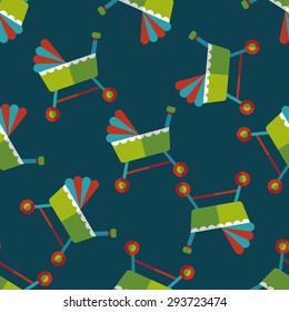 baby cradle bed flat icon,eps10 seamless pattern background