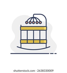 Baby cradle bed with hanging toys vector icon. Graph symbol for children and newborn babies web site and apps design, logo, app, UI