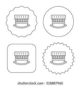 Baby cradle bed icon. Child crib sign. Newborn sleeping cot symbol. Flat circle, star and emblem buttons. Labels design. Vector