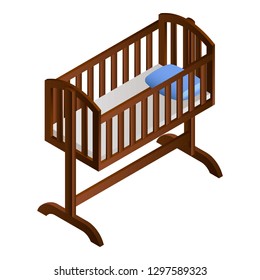 Baby cradle icon. Isometric of baby cradle vector icon for web design isolated on white background