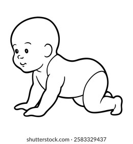 baby crawl of a line art vector