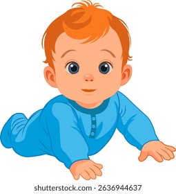 bebê rastejando em roupas azuis sem fundo