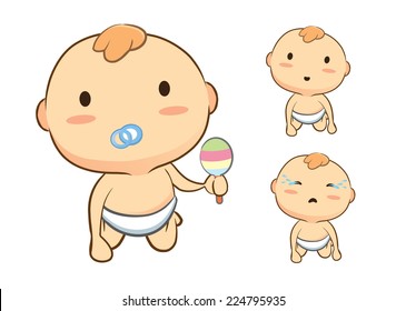Baby crawling front side so cute in cartoon version.