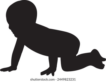 baby crawling silhouette on white background vector