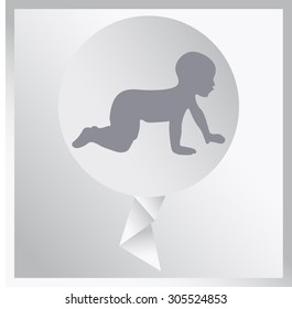 a baby crawling, silhouette vector