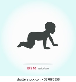 A baby crawling, silhouette vector