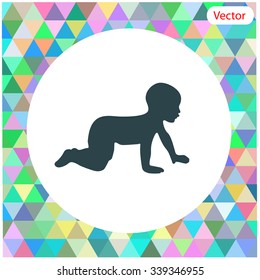 A baby crawling, silhouette vector