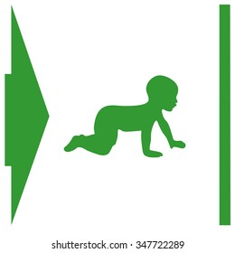 A baby crawling, silhouette vector
