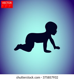 A baby crawling, silhouette vector
