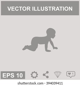 A baby crawling, silhouette vector