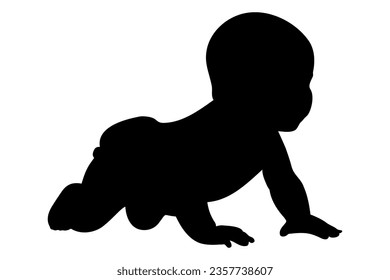 Baby crawling silhouette. Vector illustration