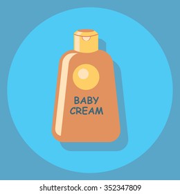baby cream circle icon with shadow