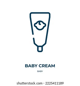 Baby cream icon. Linear vector illustration from baby collection. Outline baby cream icon vector. Thin line symbol for use on web and mobile apps, logo, print media.