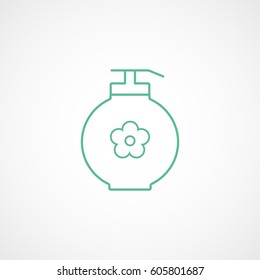 Baby Cream Lotion With Image Flower Green Line Icon On White Background