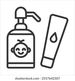 Baby Cream Outline Icon Vector Illustration