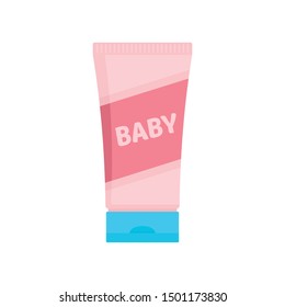 Baby cream tube icon. Flat illustration of baby cream tube vector icon for web design