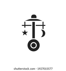 Baby crib carousel color line icon. Isolated vector element.