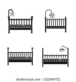 Baby crib cradle bed icons set. Simple illustration of 4 baby crib cradle bed vector icons for web