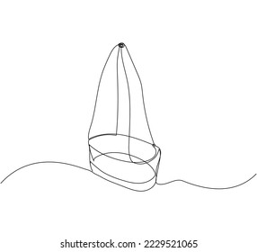 Baby crib cradle one line art. Continuous line drawing of childhood, safety, protection, crib, children s sleep, sleep, relaxation, recreation.