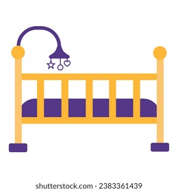 Baby crib element. Vector illustration with baby theme and flat vector style. Editable vector element.