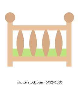 Baby crib flat icon, baby cot and bed, vector graphics, white background, eps 10.