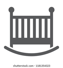 Baby crib glyph icon, child and bed, cot sign, vector graphics, a solid pattern on a white background, eps 10.